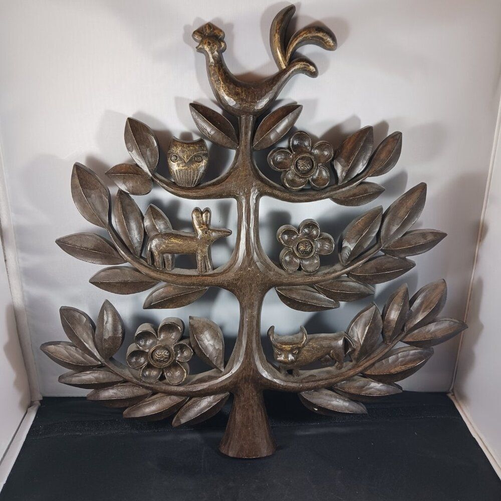 Vintage Homco Tree of Life Wall Plaque MCM Folk Art 1963 Made in USA - Picture 8 of 8